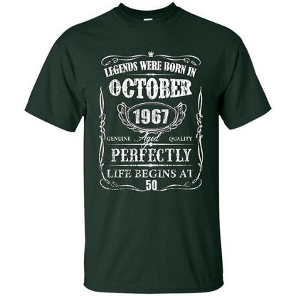 Legends Were Born In October 1967 T-shirt Forest Green