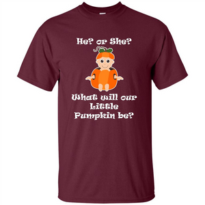 He Or She What Will Little Pumpkin Be Baby Shower T-shirt