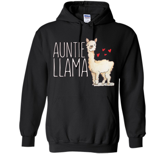 Auntie Llama Shirt Funny Matching Family Tribe Aunt T-shirt Black