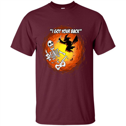 Funny Witch Skeleton Halloween 2017 I Got Your Back T-shirt Maroon