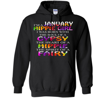 I'm A January Hippie Girl T-shirt Black
