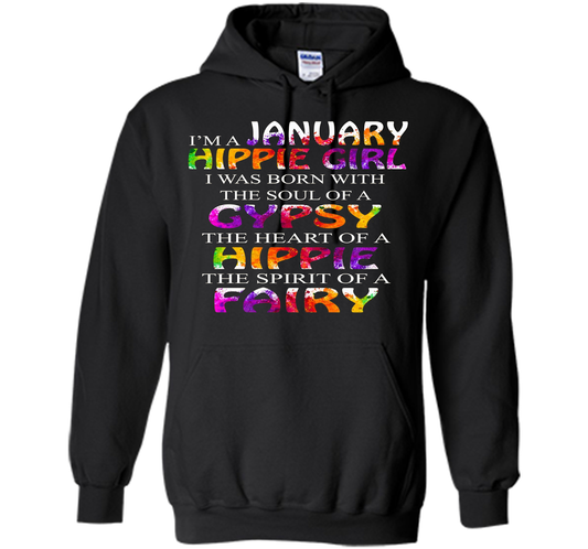 I'm A January Hippie Girl T-shirt Black
