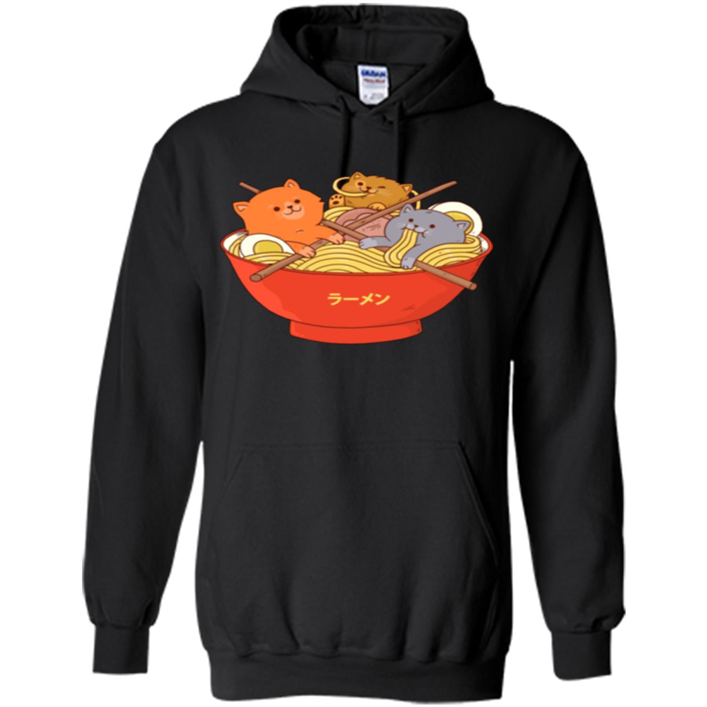 Ramen Noodles And Cats T-shirt Black