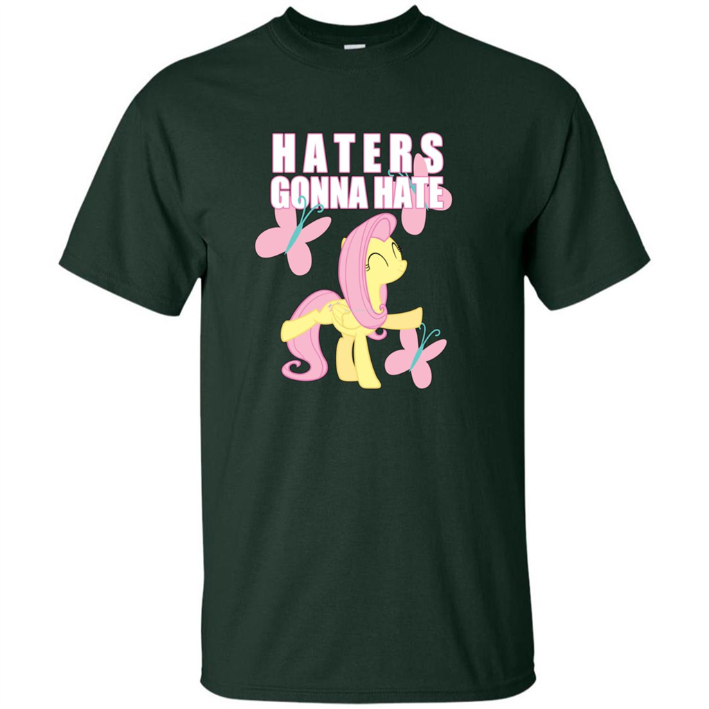 Haters Gonna Hate T-shirt Fluttershy And Butterflies Forest Green