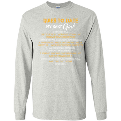 Fathers Day T-shirt Rules To Date My Baby Girl Ash