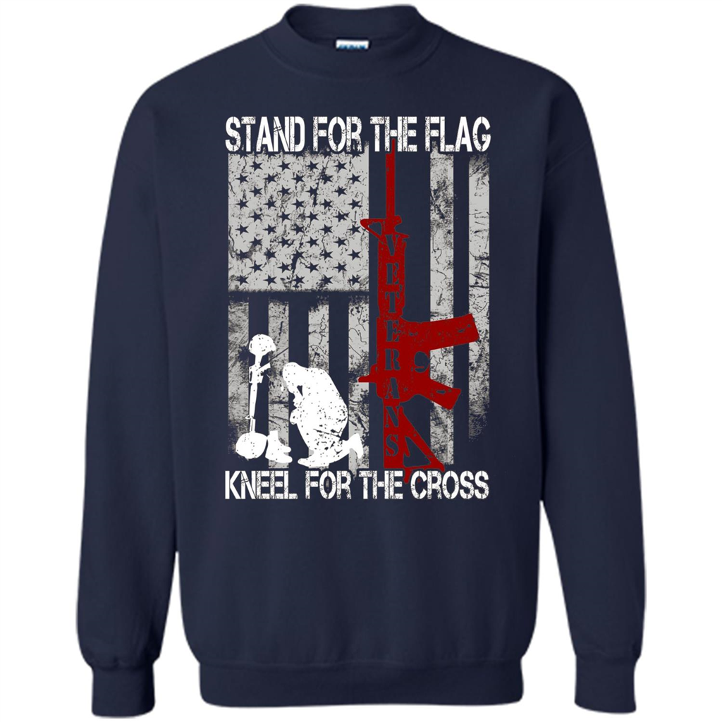 Mens Stand for the flag Kneel for the cross T Shirt Navy