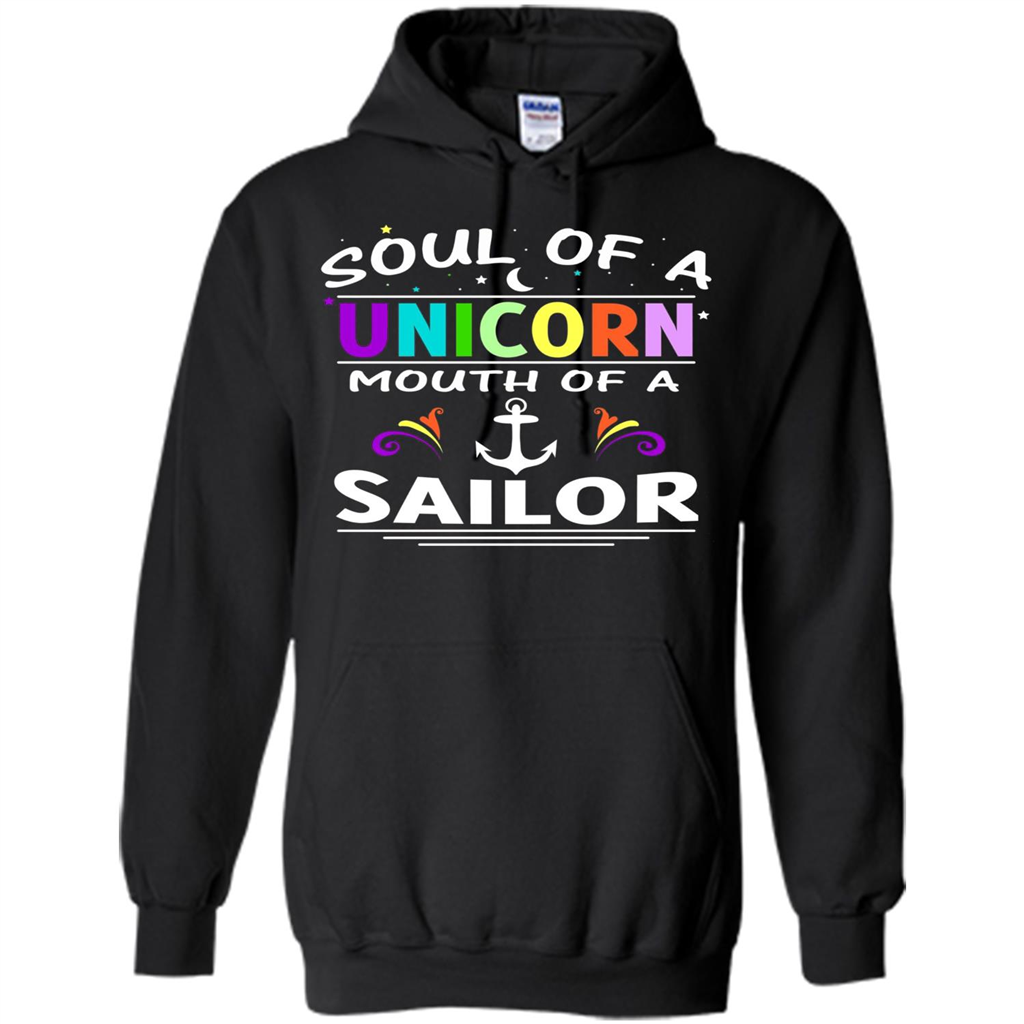 Unicorn Sailor T-shirt Soul Of A Unicorn Mouth Of A Sailor T-shirt Black