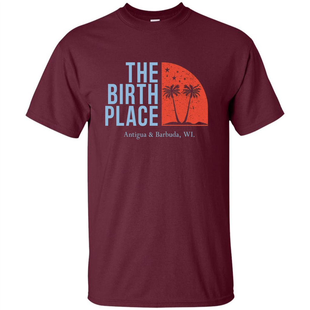The Birth Place Antigua and Barbuda, WL T-shirt Maroon
