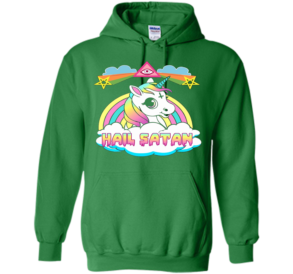 Unicorn Hail Satan Death Metal Rainbown T-shirt Irish Green