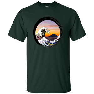 Classic Japanese Zen Art T-shirt, Kanagawa Great Wave Enso