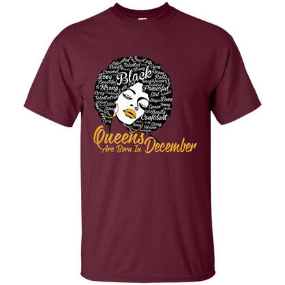 Queen Are Born In December T-shirt Maroon