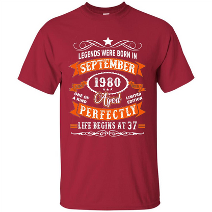 Legends Were Born In September 1980 T-shirt Birthday Gift T-shirt Cardinal