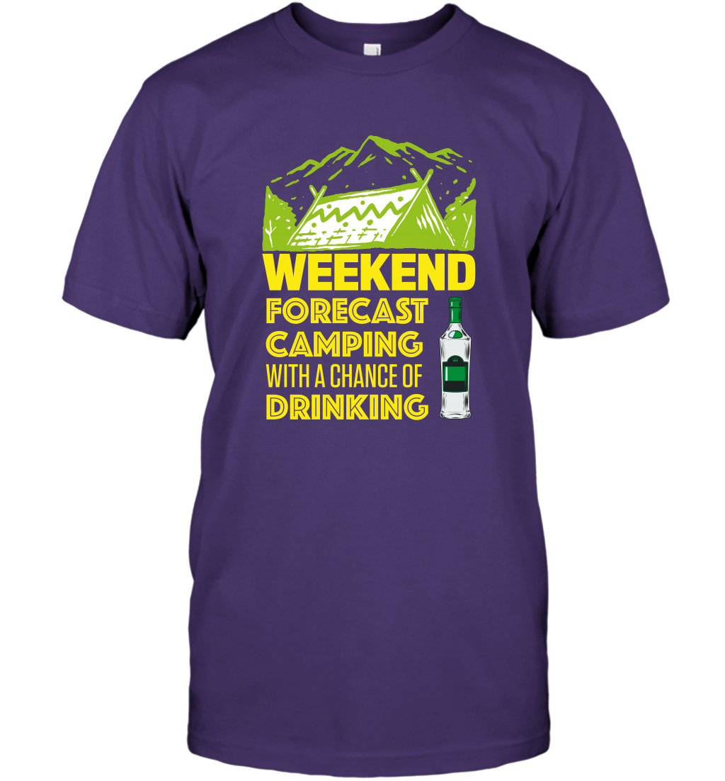 Weekend Forecast Camping With A Chance Of Drinking Shirt T-Shirt Purple