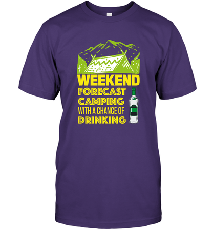 Weekend Forecast Camping With A Chance Of Drinking Shirt T-Shirt Purple