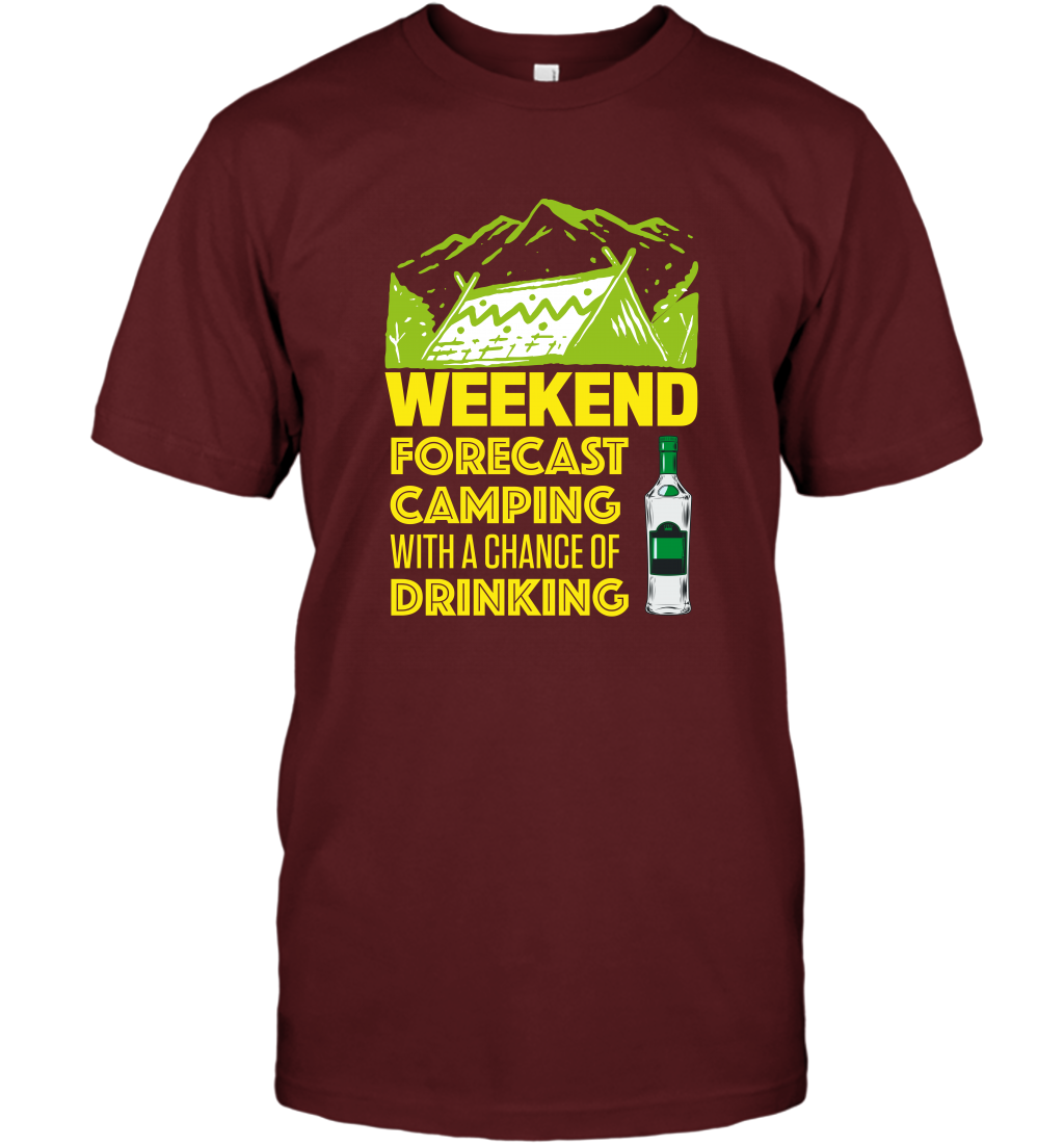 Weekend Forecast Camping With A Chance Of Drinking Shirt T-Shirt Cardinal