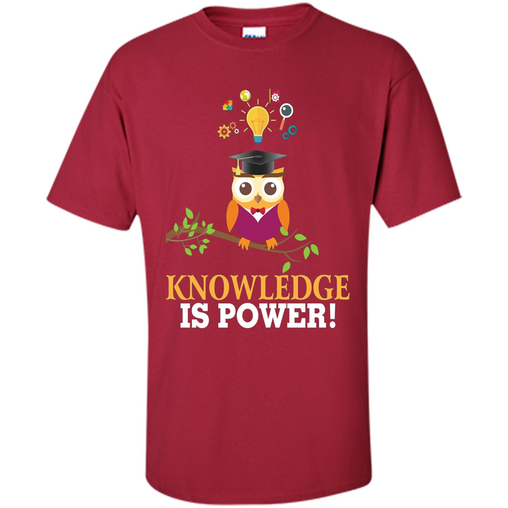 Knowledge is Power T-Shirt Cute Owl Teacher Student T-shirt Cardinal