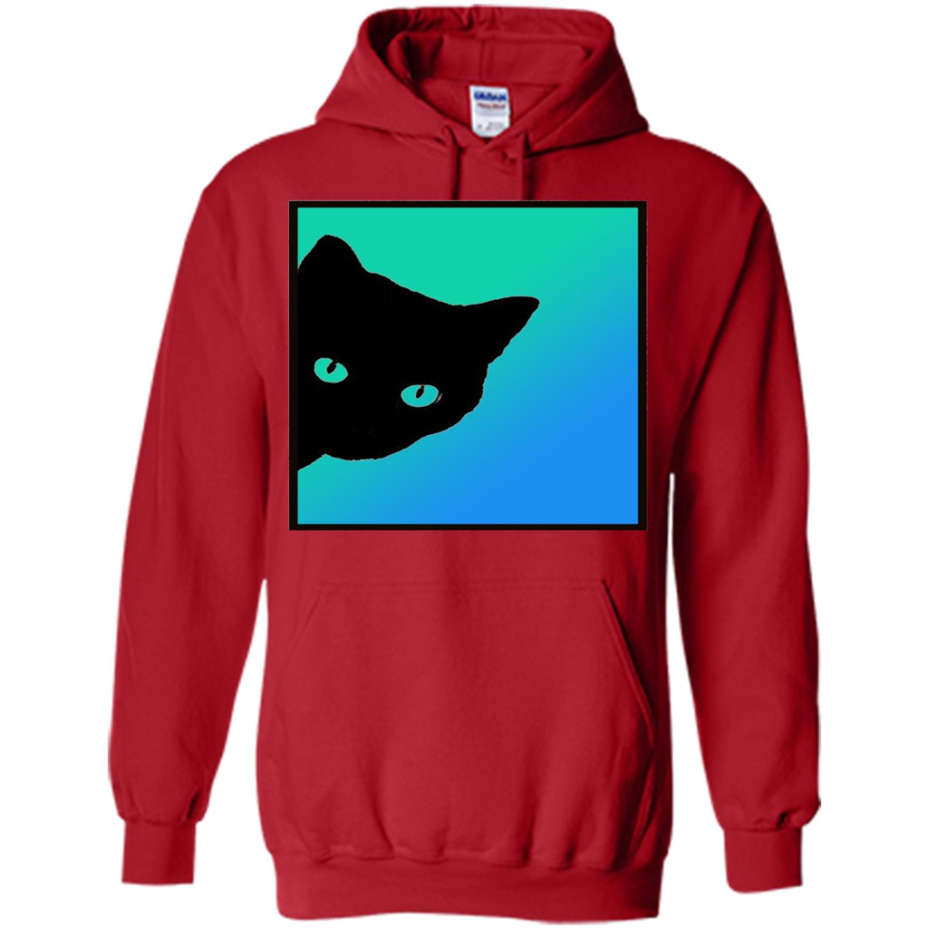 Cat Lover T-shirt Black Cat Blue Green T-shirt Red