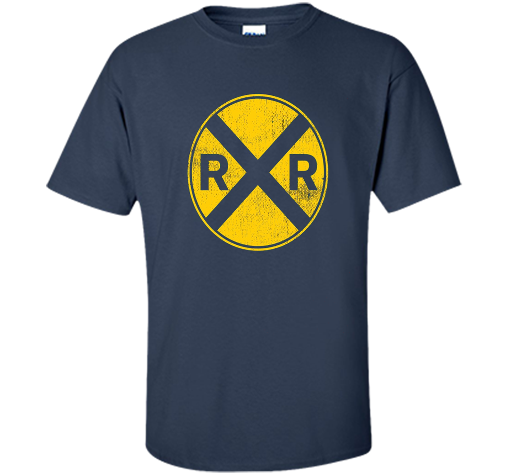 Railroad Train Crossing Warning Shirt Train Worker Engineer shirt Navy