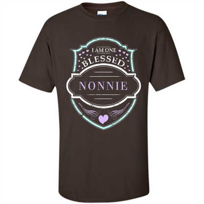 Grandma T-shirt I Am One Blessed Nonnie Dark Chocolate