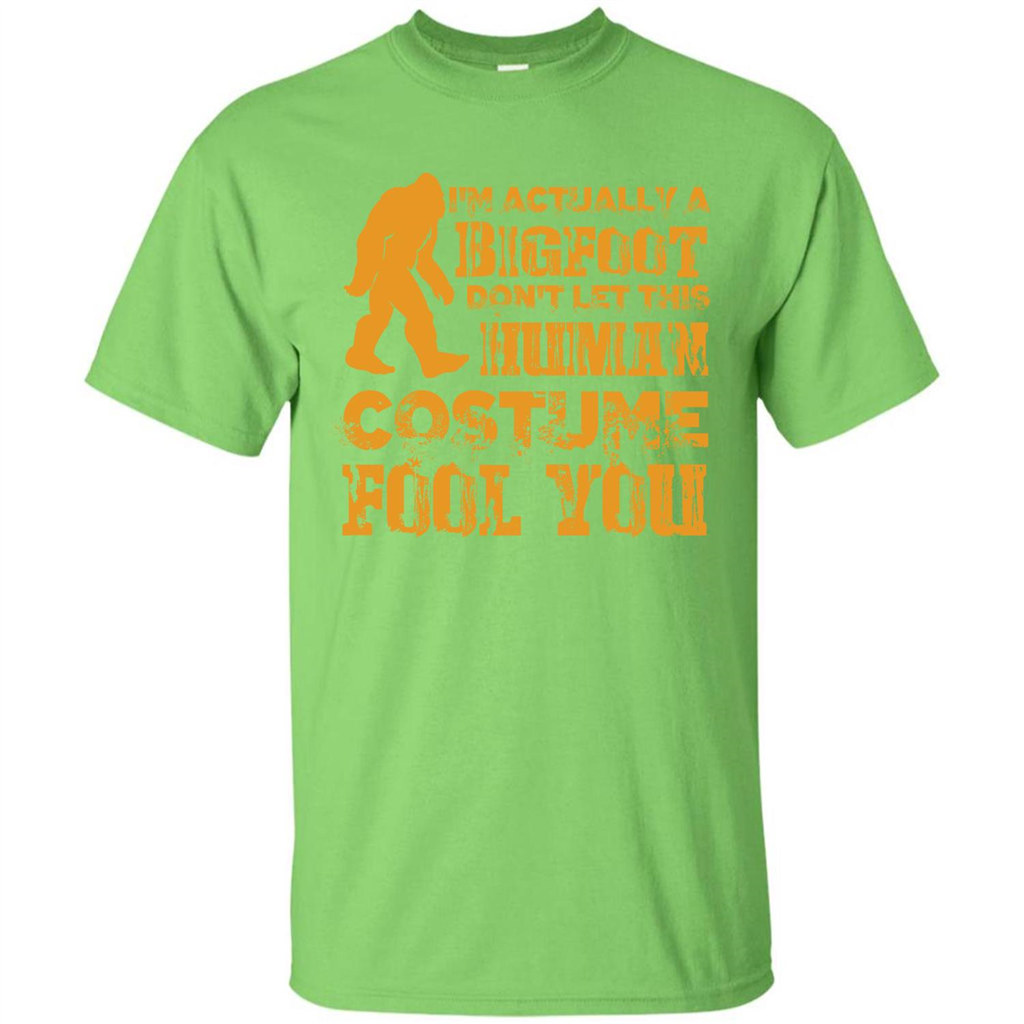 Halloween T-shirt Im Actually A Bigfoot Dont Let This Human Lime