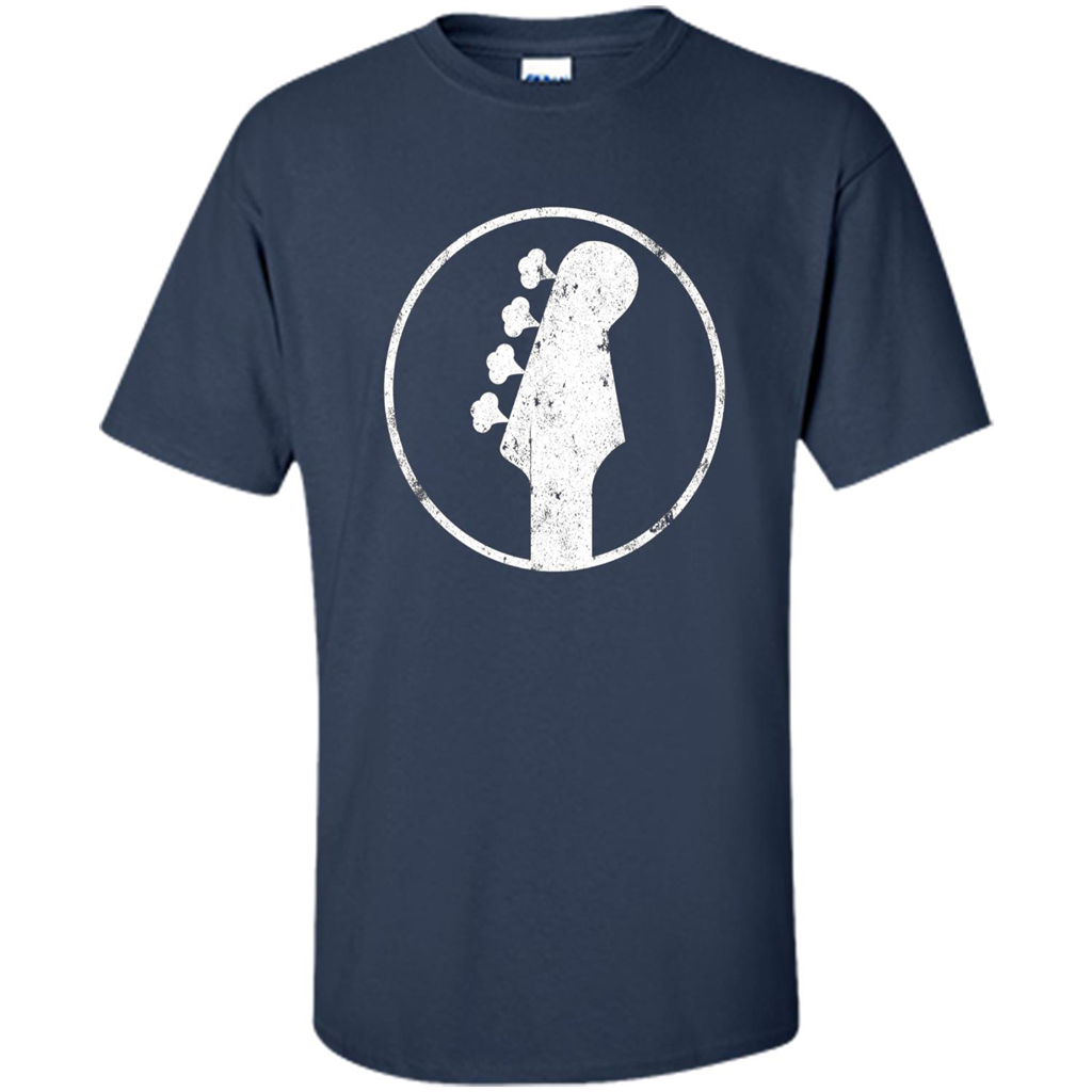 Bass Player - 4 String Headstock Distressed Bass T-shirt Navy