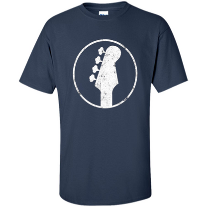 Bass Player - 4 String Headstock Distressed Bass T-shirt Navy