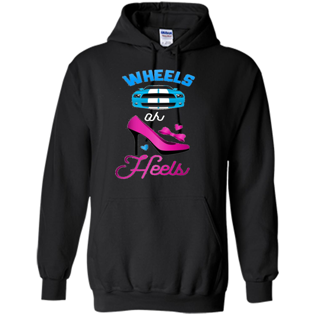 Wheels Or Heels We Love You Gender Reveal Party T-shirt Black