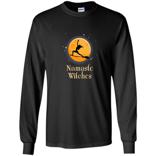 Funny Namaste Witches T-shirt Halloween Yoga Gift For Her Orange