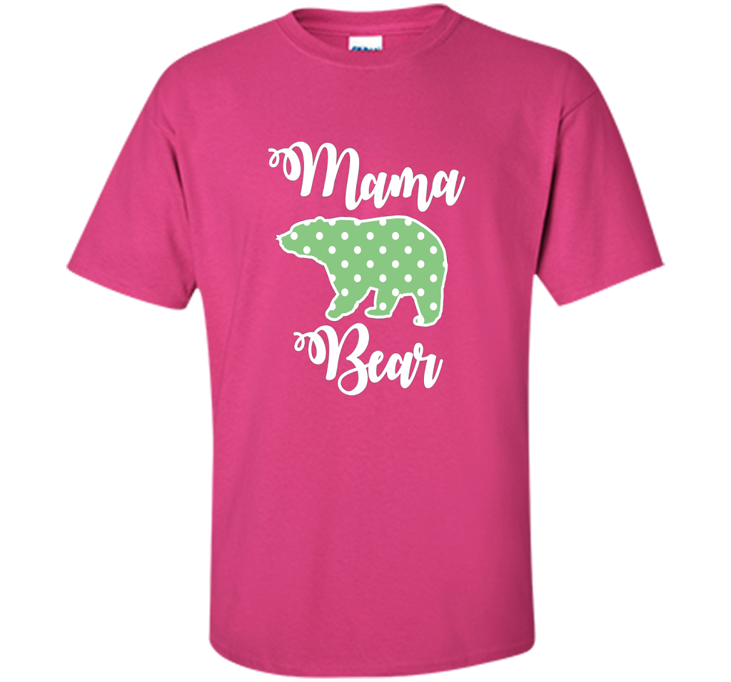 Women's Mama Bear T-Shirt | Mama Bear Polka Dot Shirt shirt Heliconia