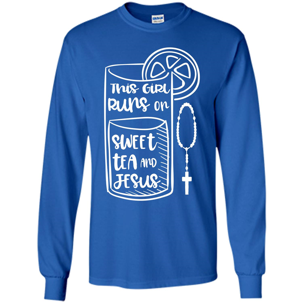 Christian T-shirt This Girl Runs on Sweet Tea and Jesus T-shirt Royal