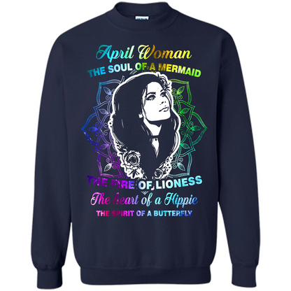 April Woman T-shirt The Heart Of A Hippie Navy