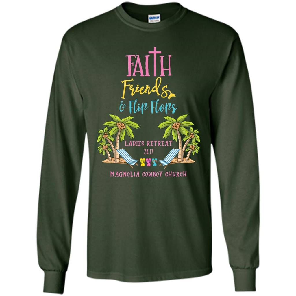 Ladies Beach Retreat 2017 T-shirt Faith Friends And Flip Flops Forest Green
