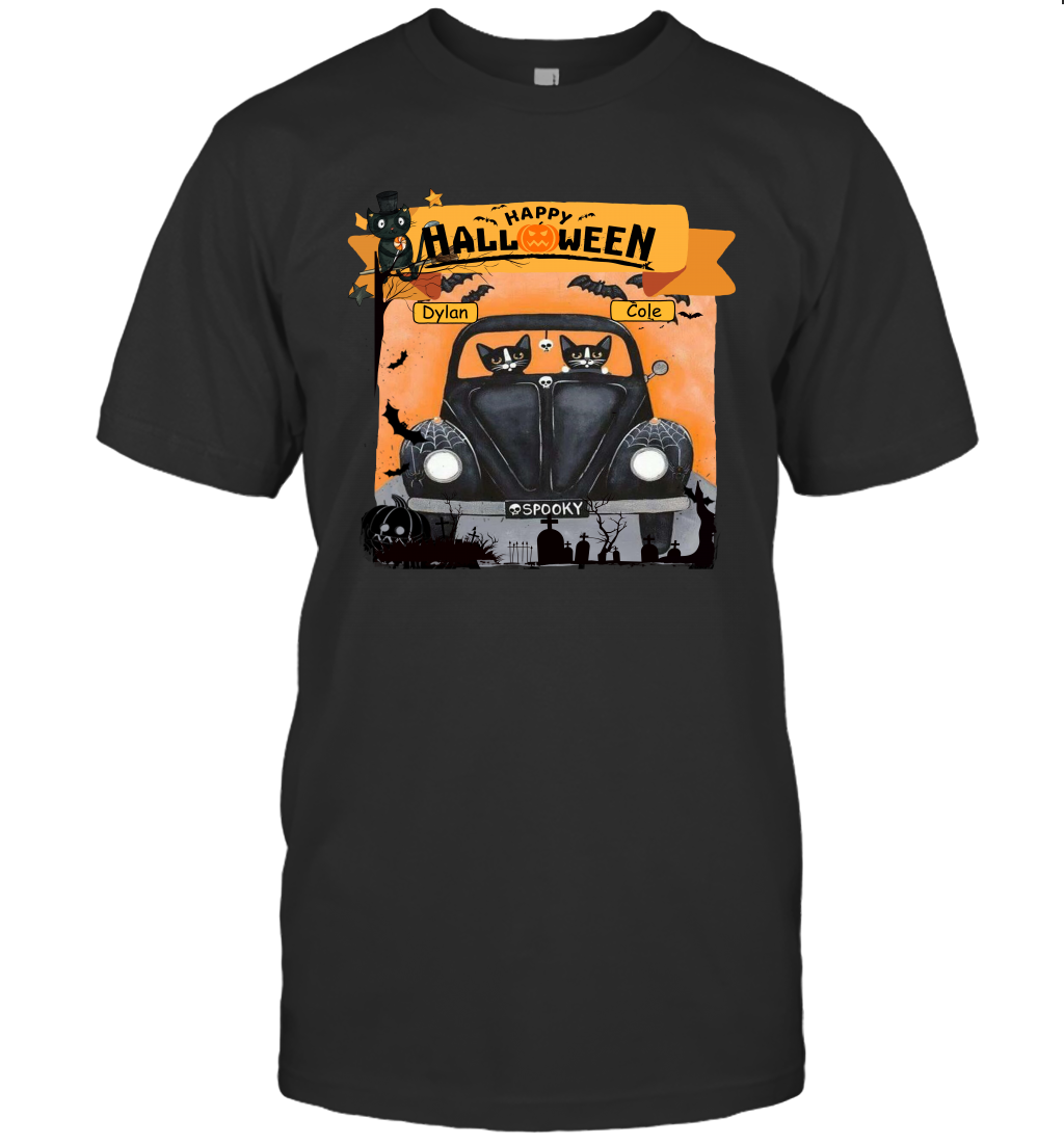 Happy Halloween Couple Cats Friends ( Customized Name ) T-Shirt