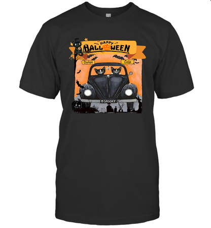 Happy Halloween Couple Cats Friends ( Customized Name ) T-Shirt