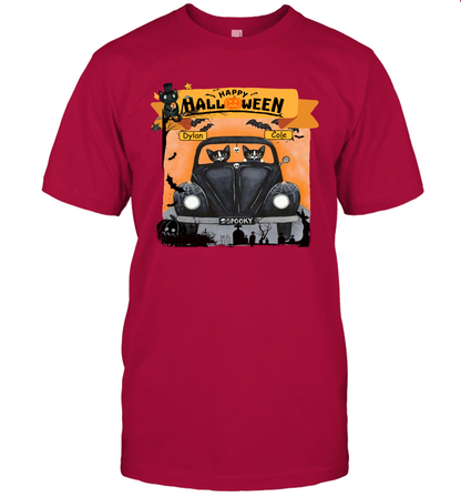Happy Halloween Couple Cats Friends ( Customized Name ) T-Shirt T-Shirt Cardinal