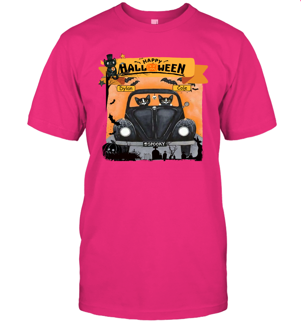 Happy Halloween Couple Cats Friends ( Customized Name ) T-Shirt T-Shirt Heliconia