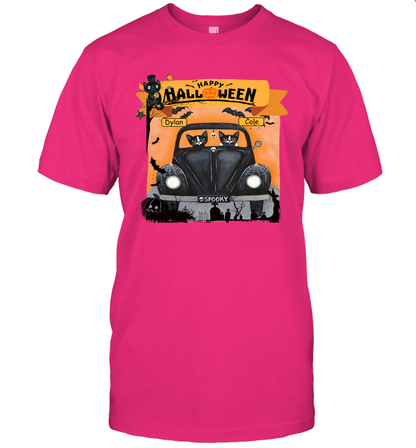 Happy Halloween Couple Cats Friends ( Customized Name ) T-Shirt T-Shirt Heliconia