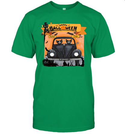 Happy Halloween Couple Cats Friends ( Customized Name ) T-Shirt T-Shirt Irish Green