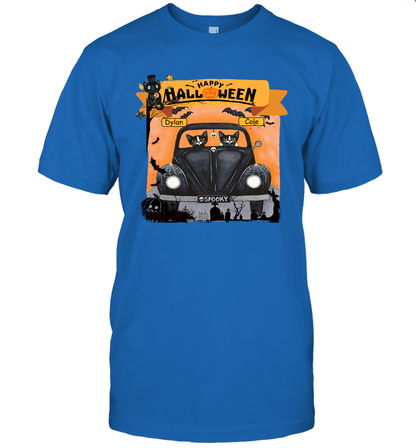 Happy Halloween Couple Cats Friends ( Customized Name ) T-Shirt T-Shirt Royal