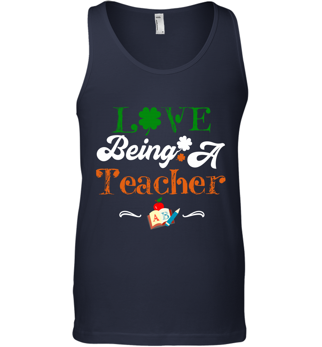Love Being A Teacher Saint Patricks Day Shirt Tank Top Navy