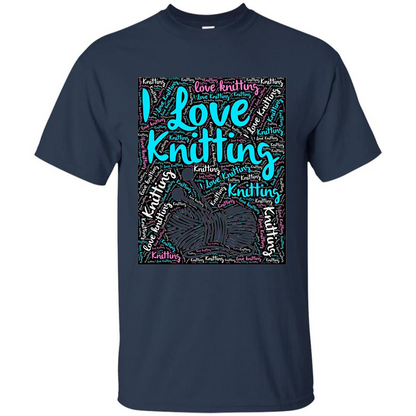 Knitting Wordcloud Knitter T-shirt Love Knitting Navy