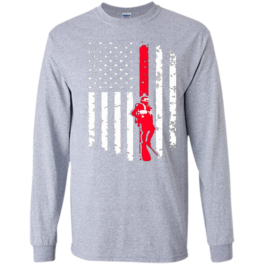 The American Flag Scuba Diving T-shirt Sport Grey