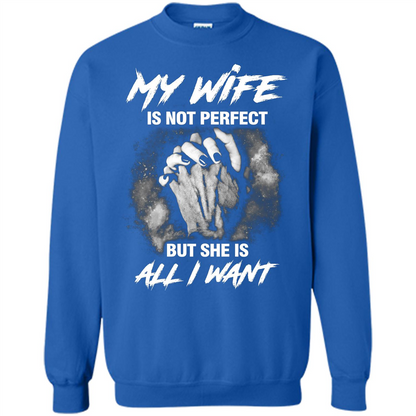 Husband T-shirt My Wife Is Not Perfect But She Is All I Need Royal