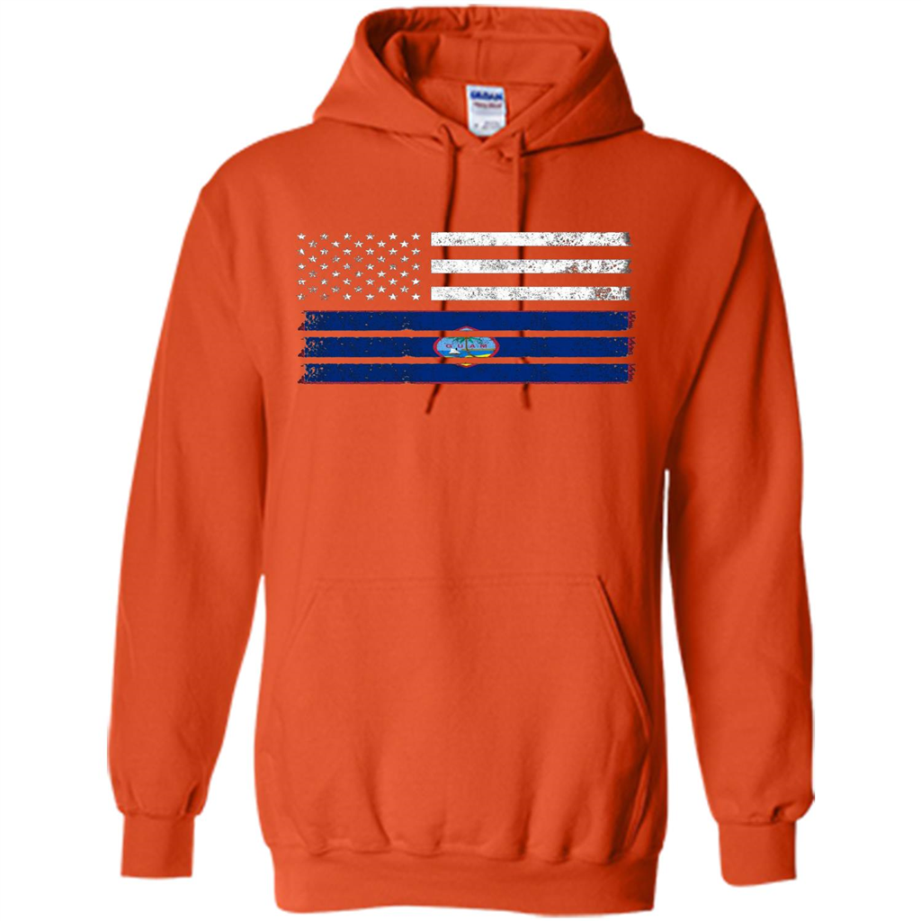 Guamanian American Flag - USA Guam T-shirt Orange