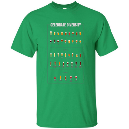 Celebrate Diversity Beer Glasses T-shirt Irish Green
