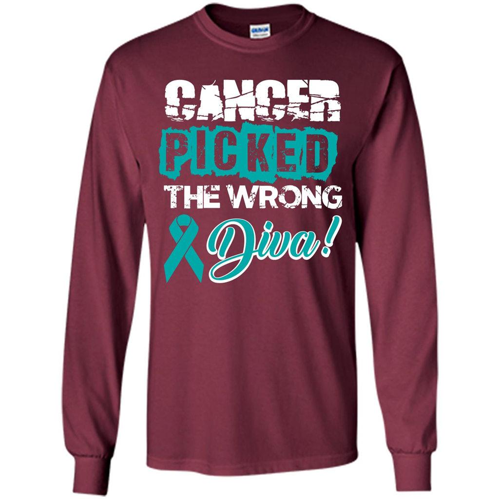 Cancer Awareness T-shirt Cancer Picked The Wrong Diva T-shirt Maroon