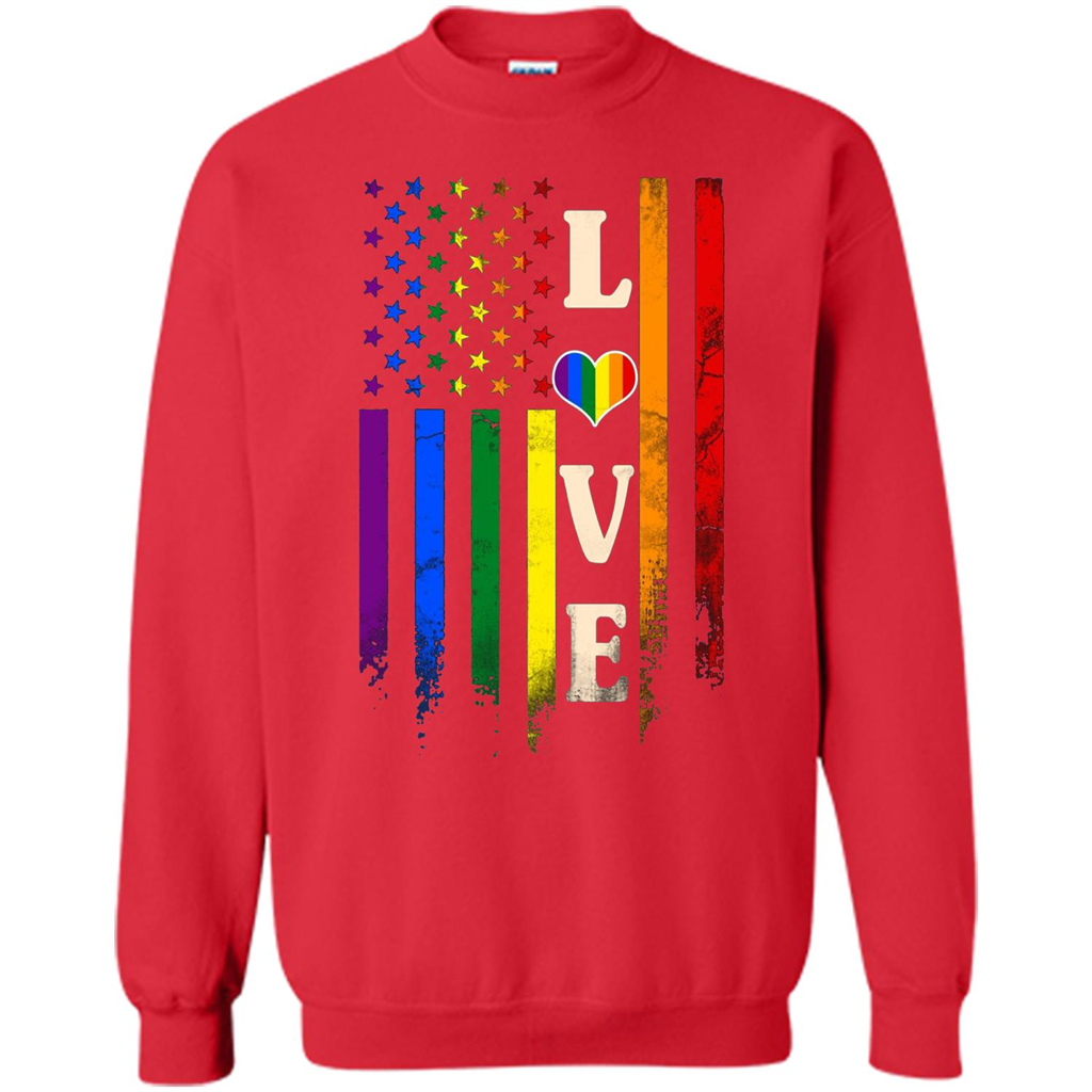 LGBTQ Pride T-shirt Love Rainbow Heart Flag Red