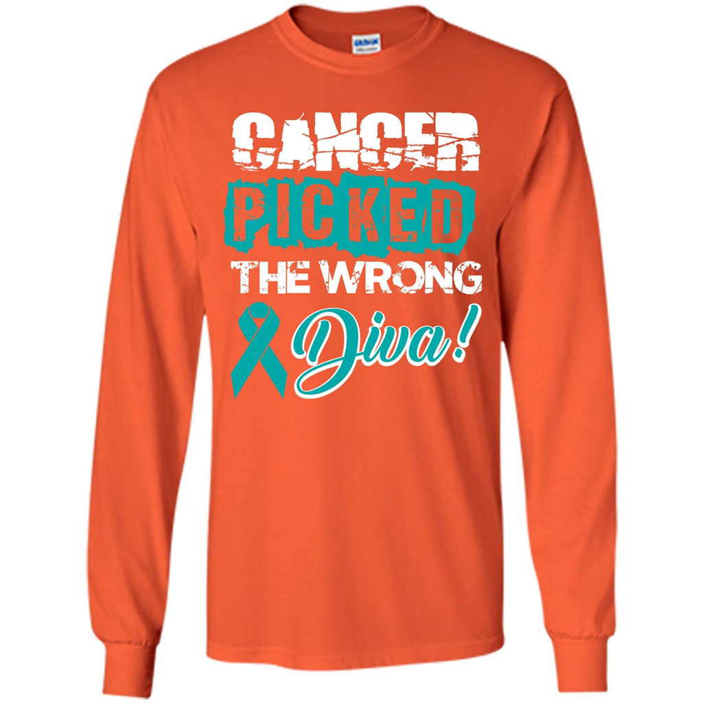 Cancer Awareness T-shirt Cancer Picked The Wrong Diva T-shirt Orange