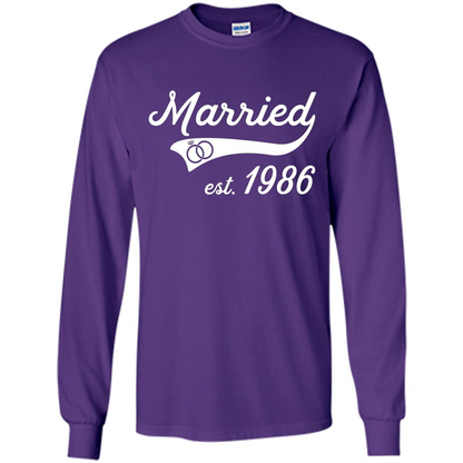 Married Since 1986 T-shirt Wedding Anniversary T-Shirt Purple