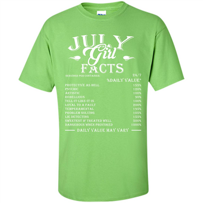 July Girl Facts T-shirt Lime
